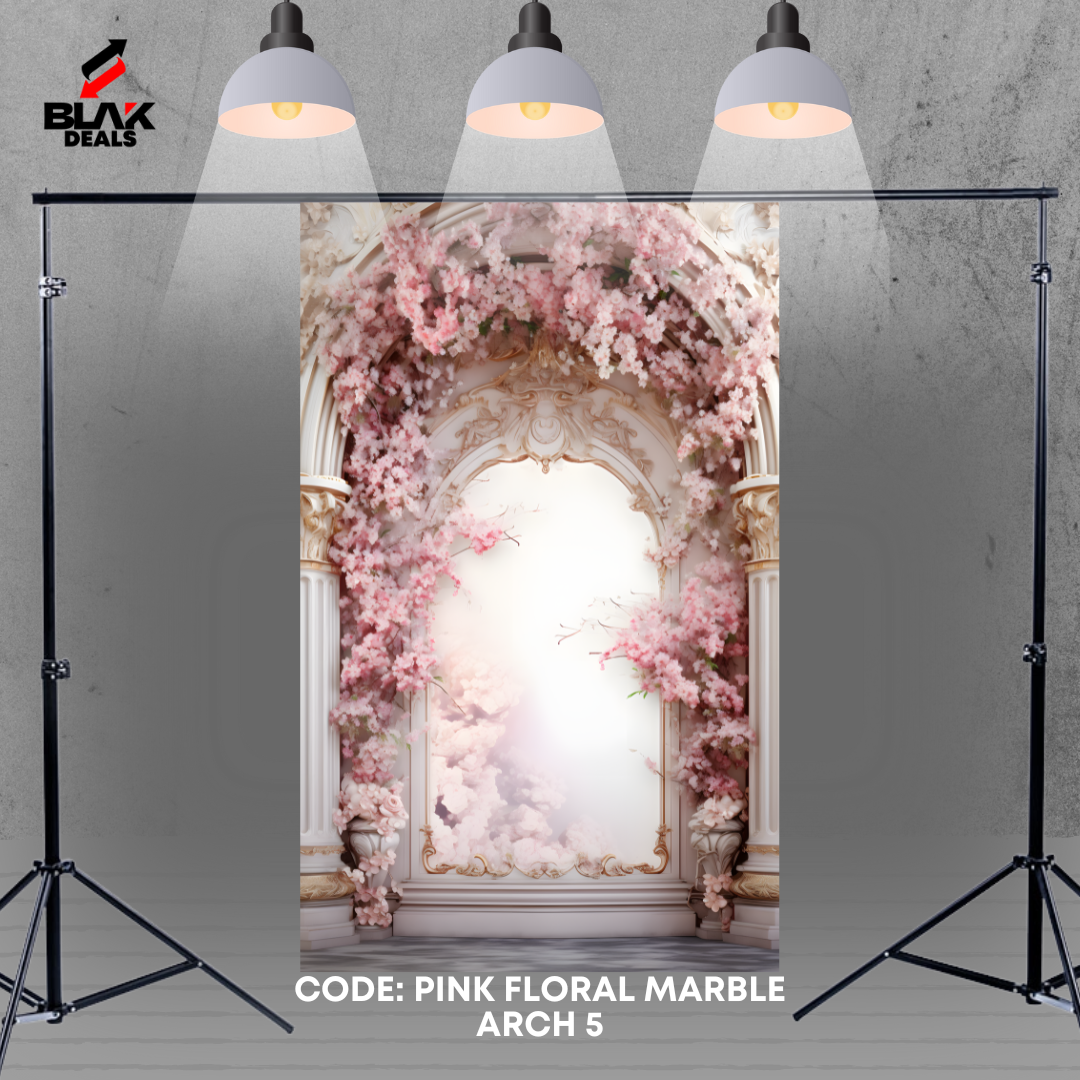 Arc Floral Marble Family Maternity Couple Wedding Pink Photography Backdrop Photoshoot | BLAK Deals