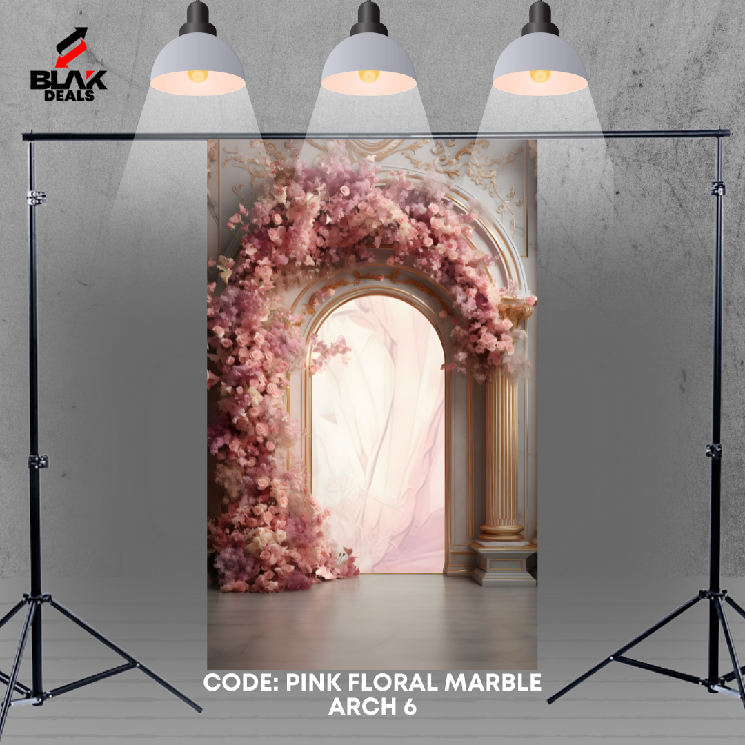 Arc Floral Marble Family Maternity Couple Wedding Pink Photography Backdrop Photoshoot | BLAK Deals