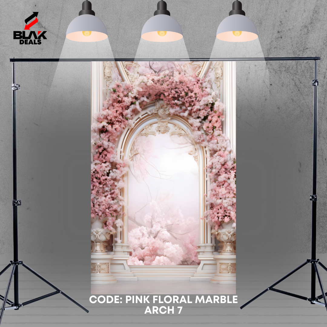 Arc Floral Marble Family Maternity Couple Wedding Pink Photography Backdrop Photoshoot | BLAK Deals