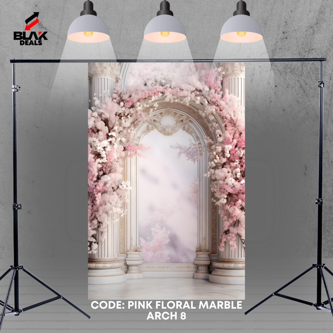Arc Floral Marble Family Maternity Couple Wedding Pink Photography Backdrop Photoshoot | BLAK Deals