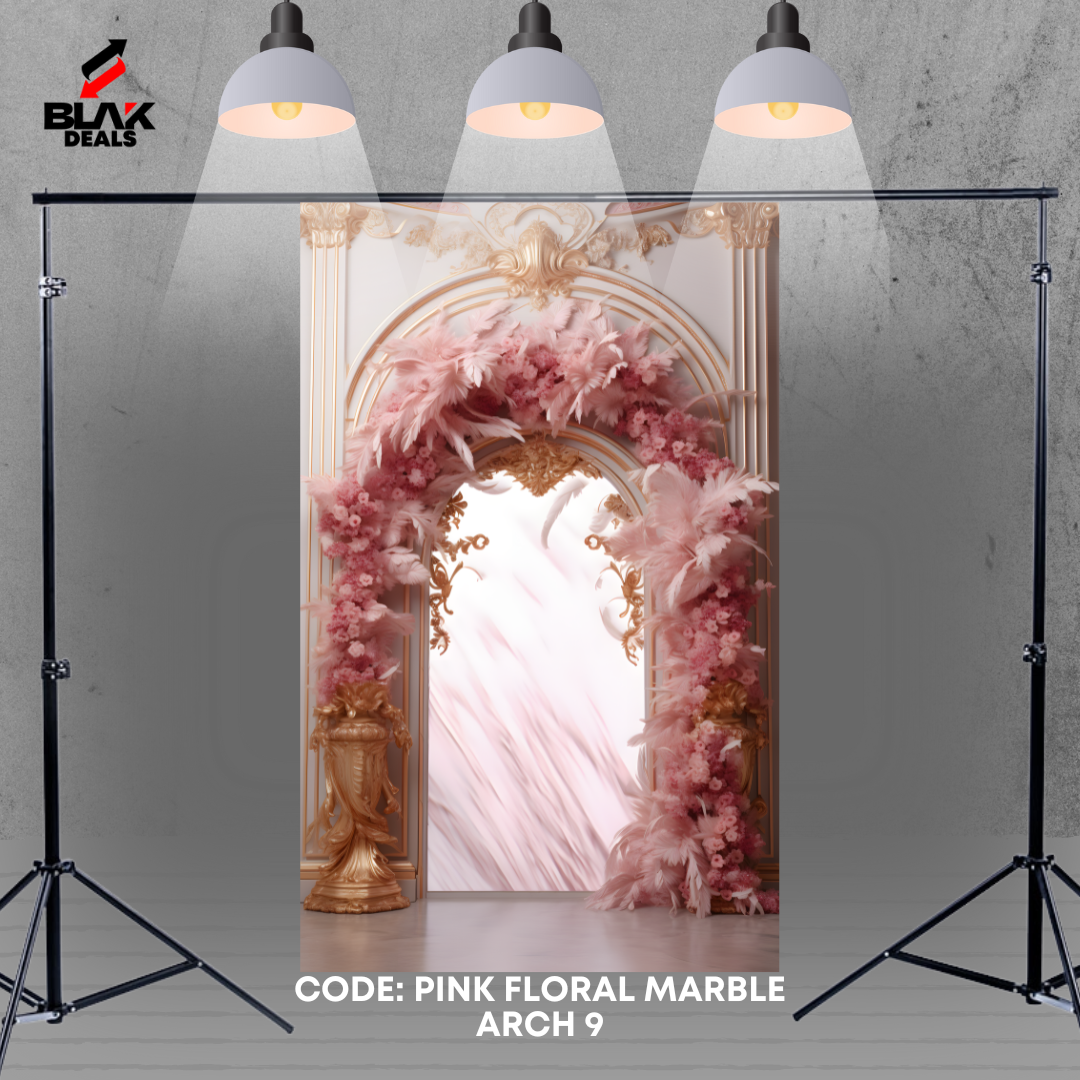 Arc Floral Marble Family Maternity Couple Wedding Pink Photography Backdrop Photoshoot | BLAK Deals