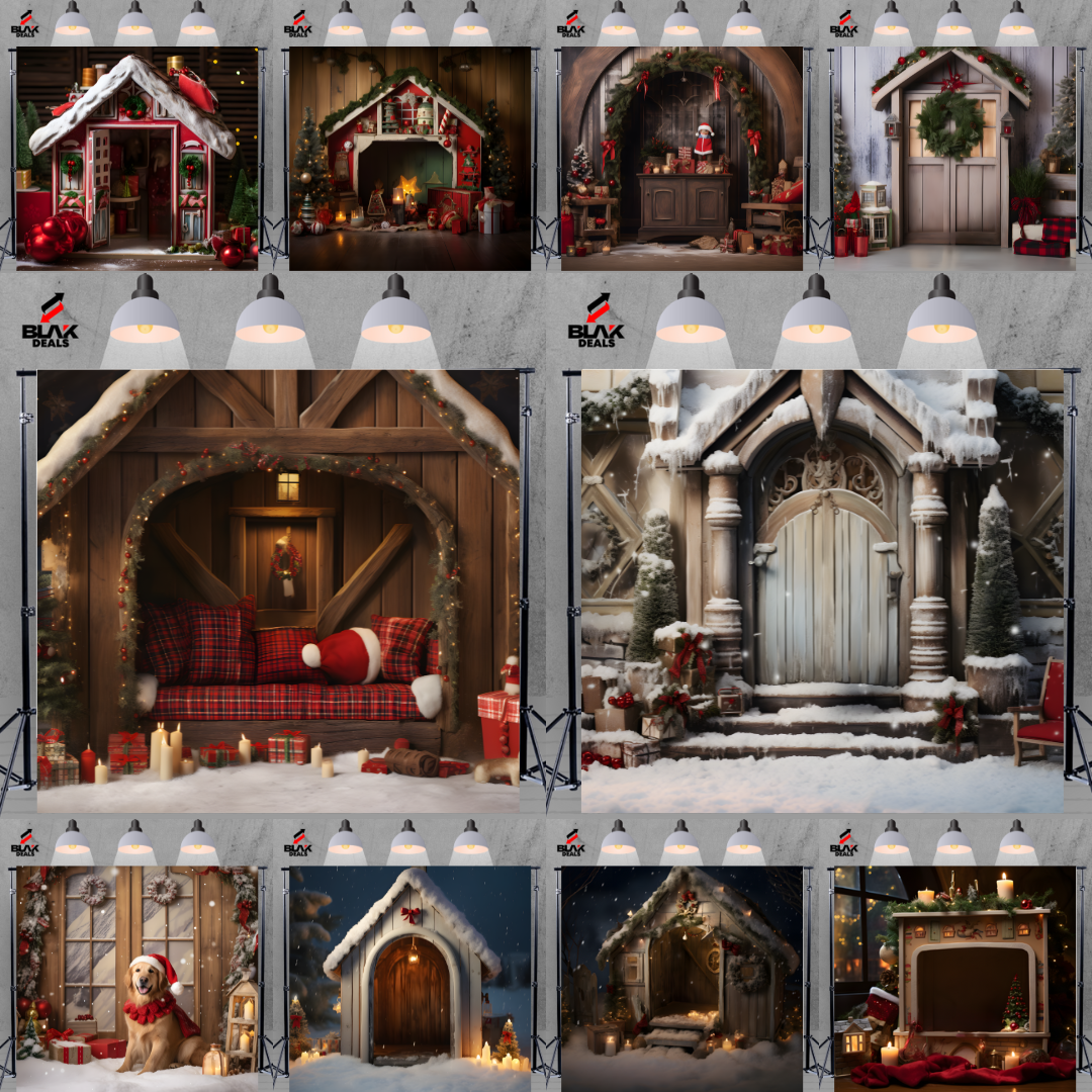 Christmas Dog House Family Couple Photography Backdrop Photoshoot | BLAK Deals