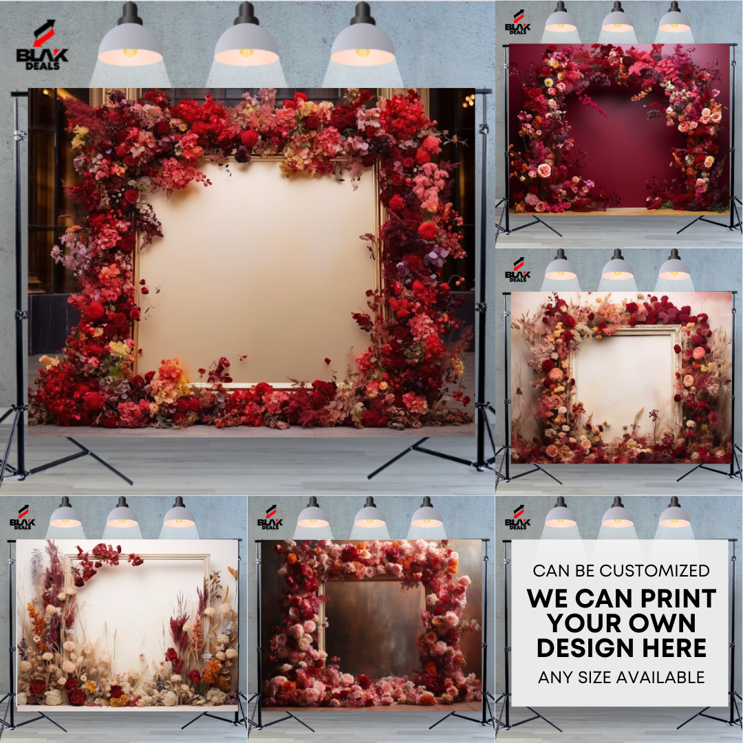 Red Floral Arc Family Maternity Couple Portrait Photography Backdrop Photoshoot | BLAK Deals