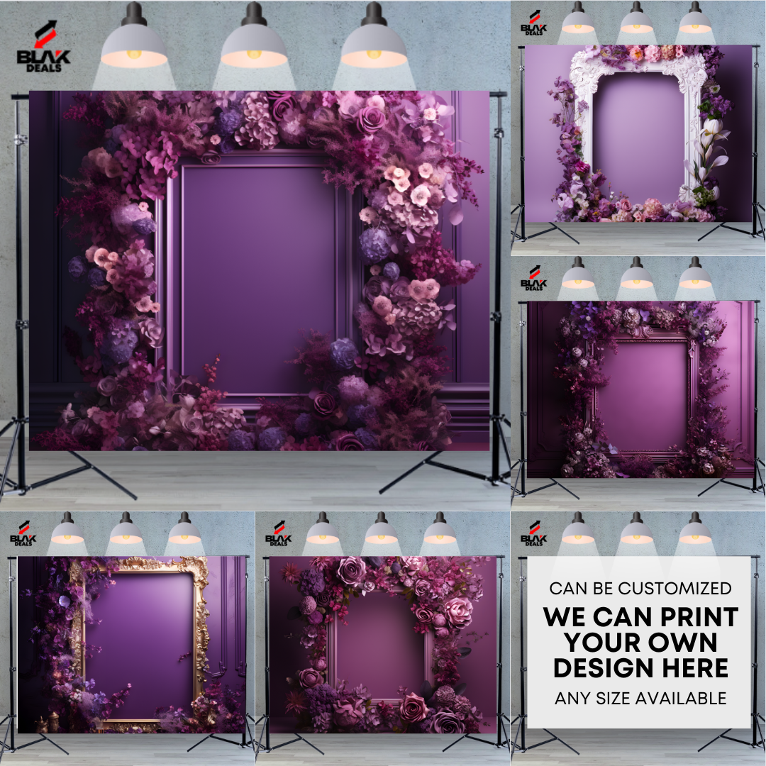 Floral Frame Violet Family Maternity Couple Portrait Photography Backdrop Photoshoot | BLAK Deals