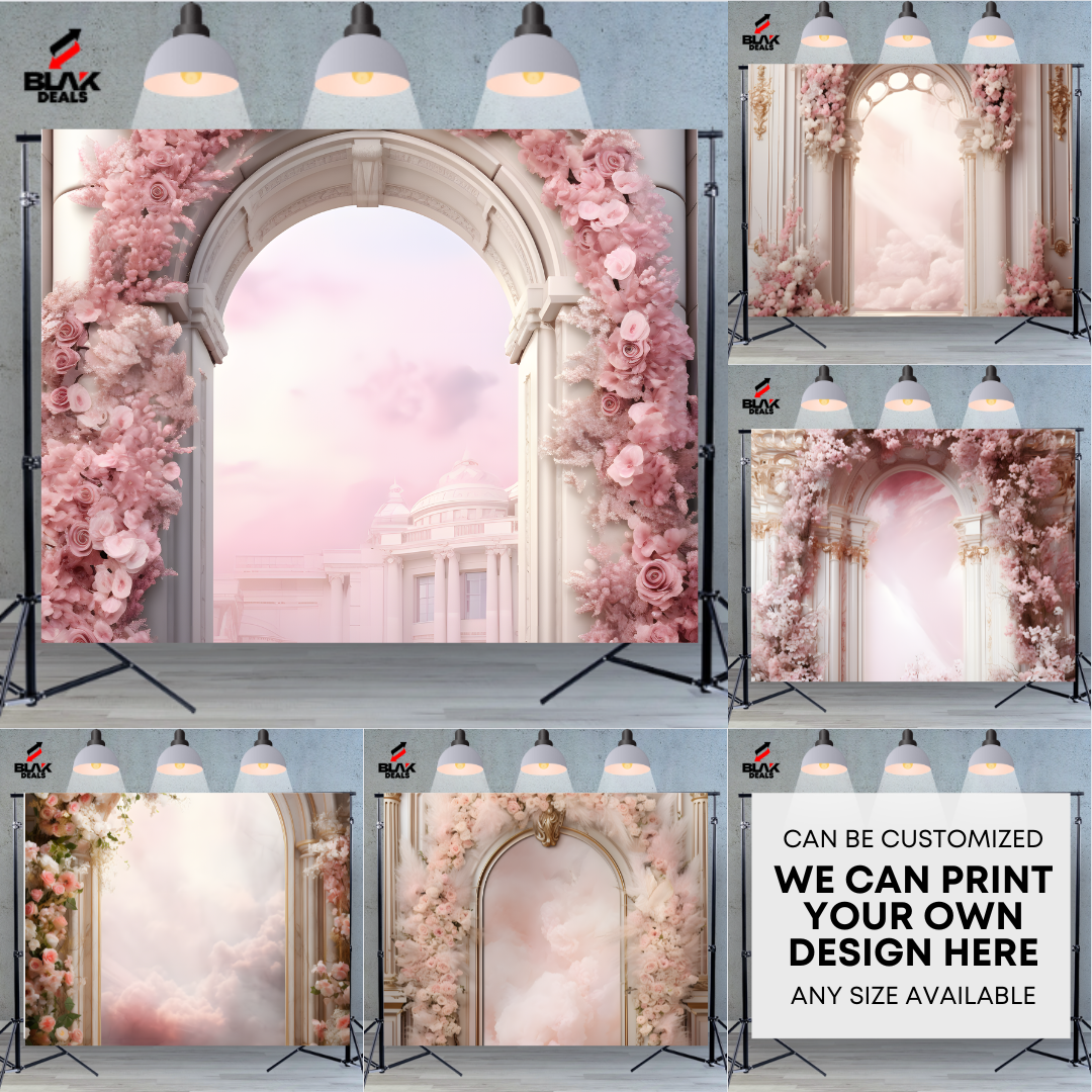 Arc Floral Marble Family Maternity Couple Wedding Pink Photography Backdrop Photoshoot | BLAK Deals