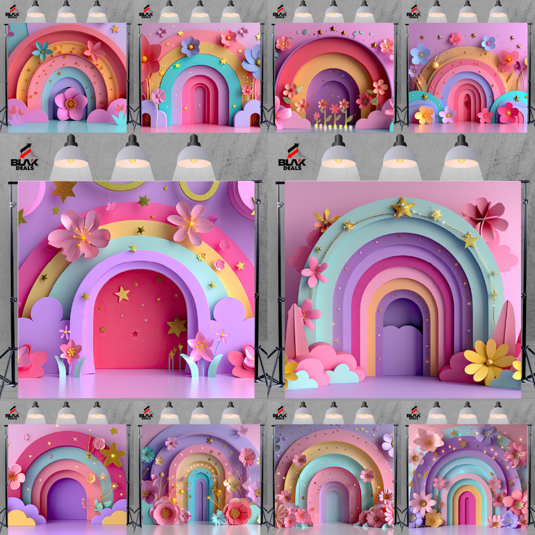 Rainbow Pastel Kids Toddler Newborn Photography Backdrop Photoshoot | BLAK Deals