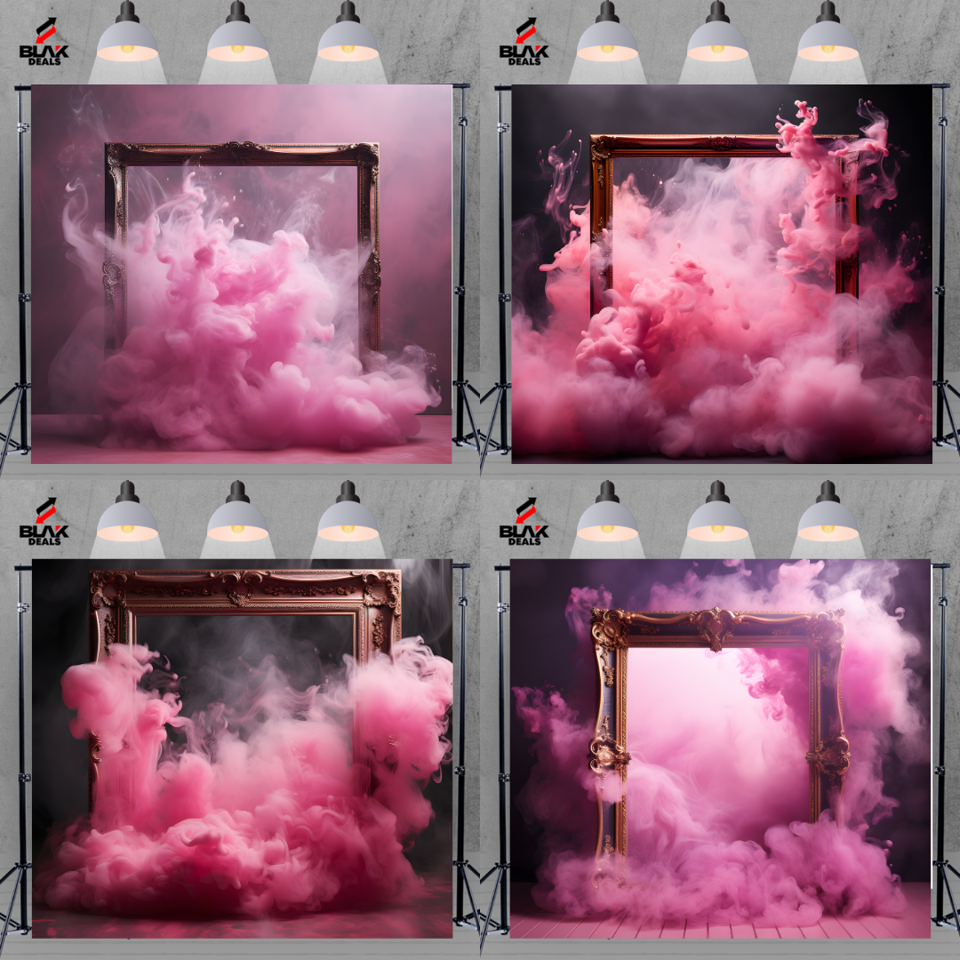 Pink Smoke Frame Maternity Portrait Photography Backdrop Photoshoot | BLAK Deals