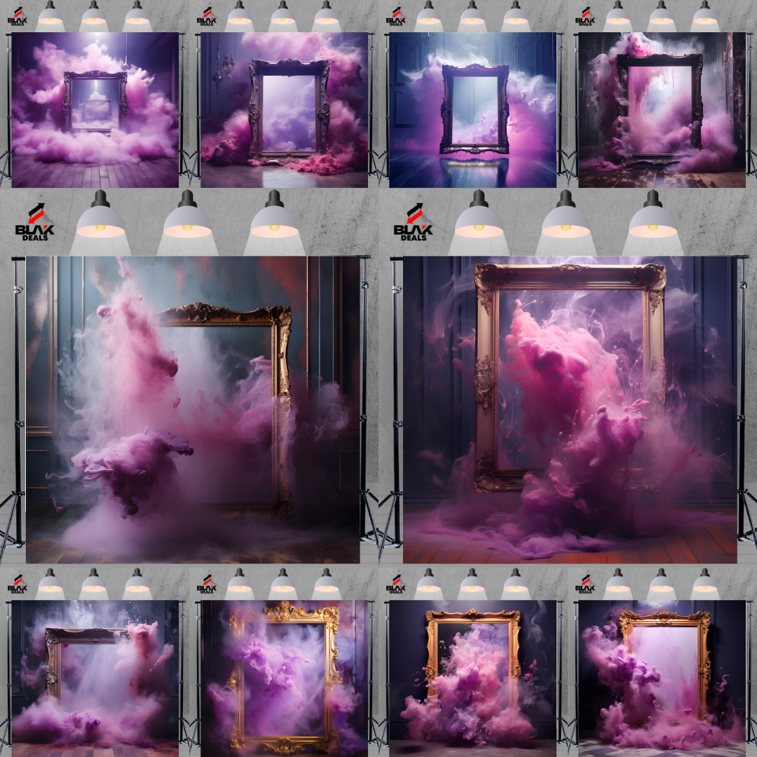 Purple Smoke Frame Maternity Portrait Photography Backdrop Photoshoot | BLAK Deals