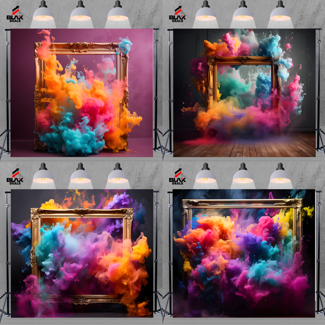 Rainbow Smoke Frame Maternity Portrait Photography Backdrop Photoshoot | BLAK Deals