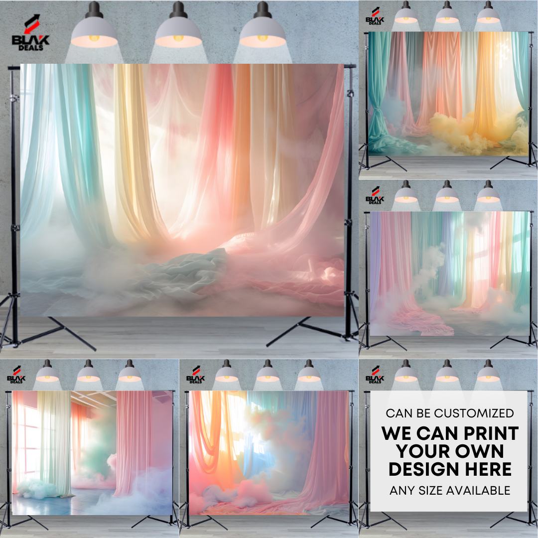 Smokey Pastel Flowing Drapes Family Couple Maternity Photography Backdrop Photoshoot | BLAK Deals