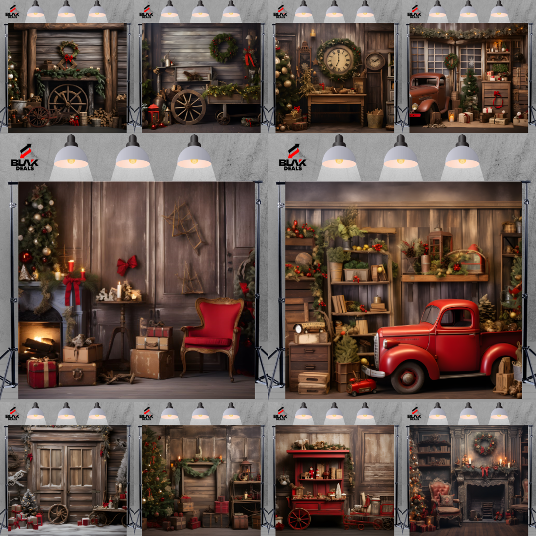 Wooden Antique Christmas Family Couple Photography Backdrop Photoshoot ...