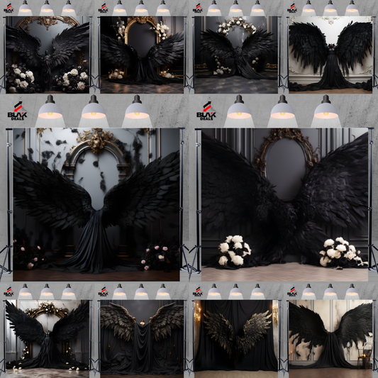 Black Angel Wings Maternity Portrait Photography Backdrop Photoshoot | BLAK Deals