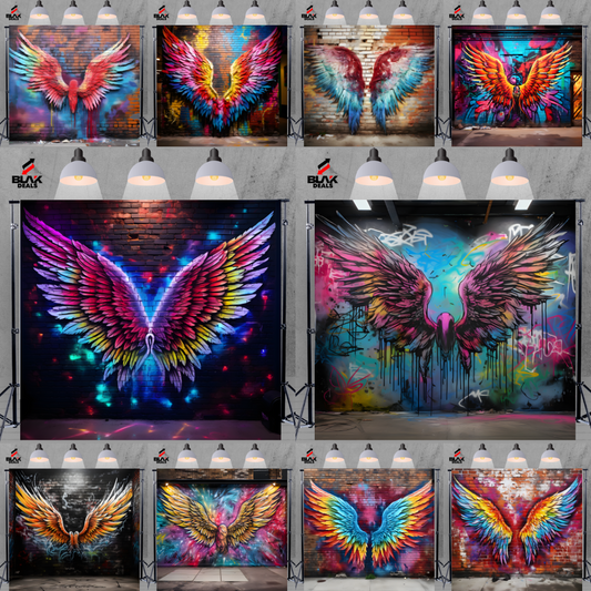 Graffiti Wings Modern Art Maternity Portrait Colorful Photography Backdrop Photoshoot | BLAK Deals