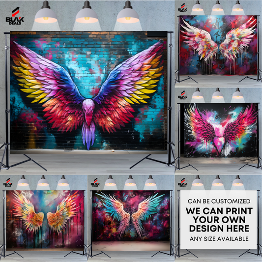 Graffiti Wings Modern Art Maternity Portrait Colorful Photography Backdrop Photoshoot | BLAK Deals (Copy)