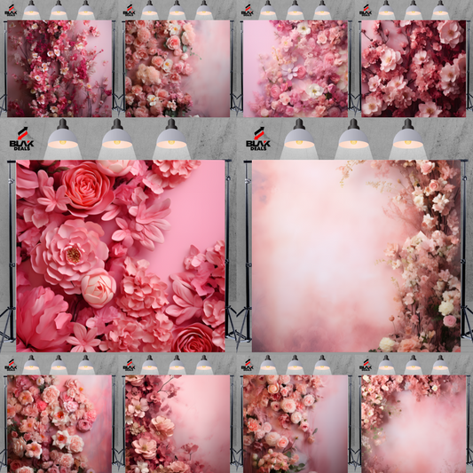 Pink Flower Wall Floral Family Maternity Couple  Photography Backdrop Photoshoot | BLAK Deals