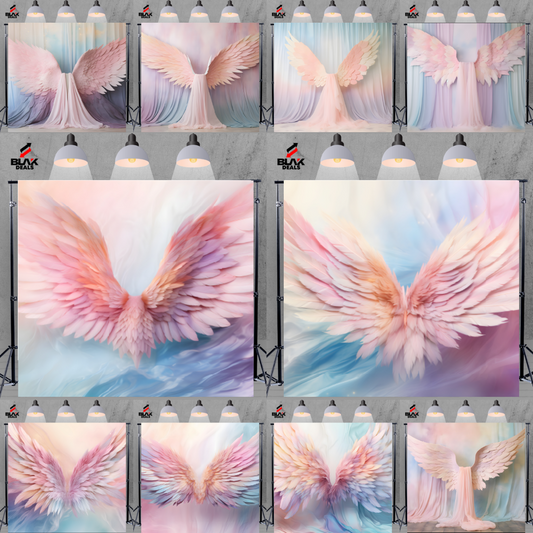 Pastel Pink Blue Wings Maternity Portrait Photography Backdrop Photoshoot | BLAK Deals