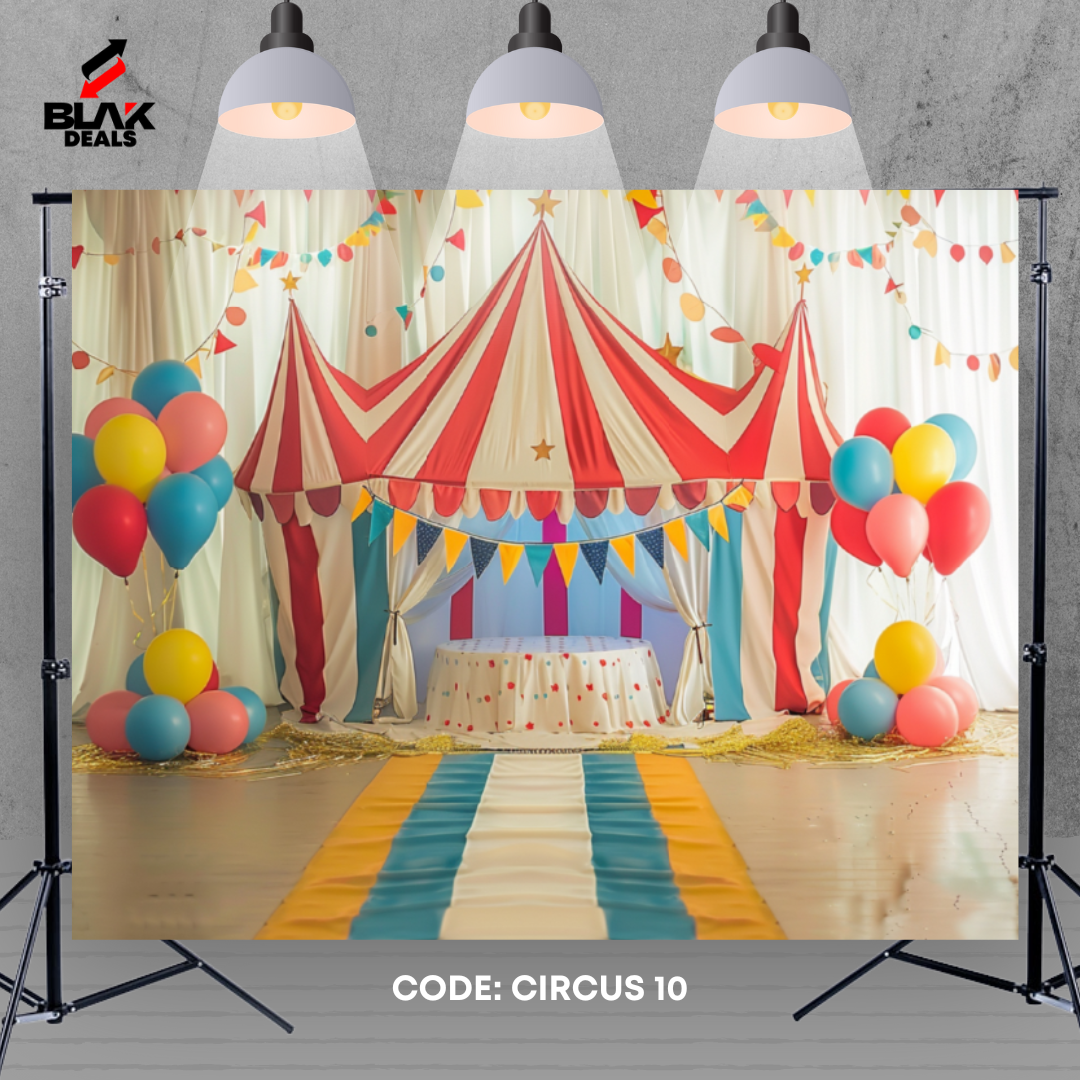 Circus Carnival Balloon Kids Toddler Newborn Photography Backdrop Photoshoot | BLAK Deals