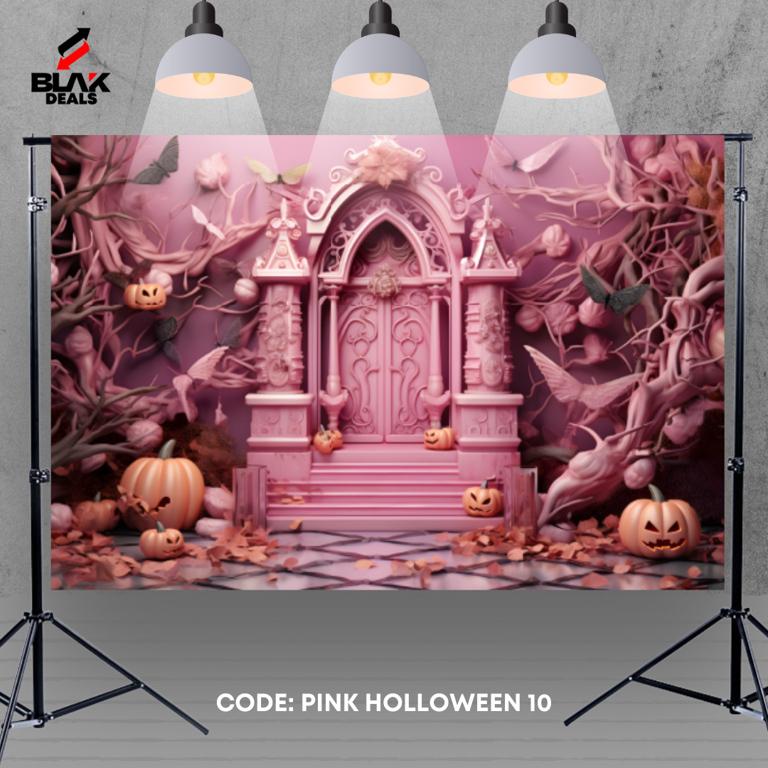 Pink Halloween Photography Backdrop Photoshoot | BLAK Deals