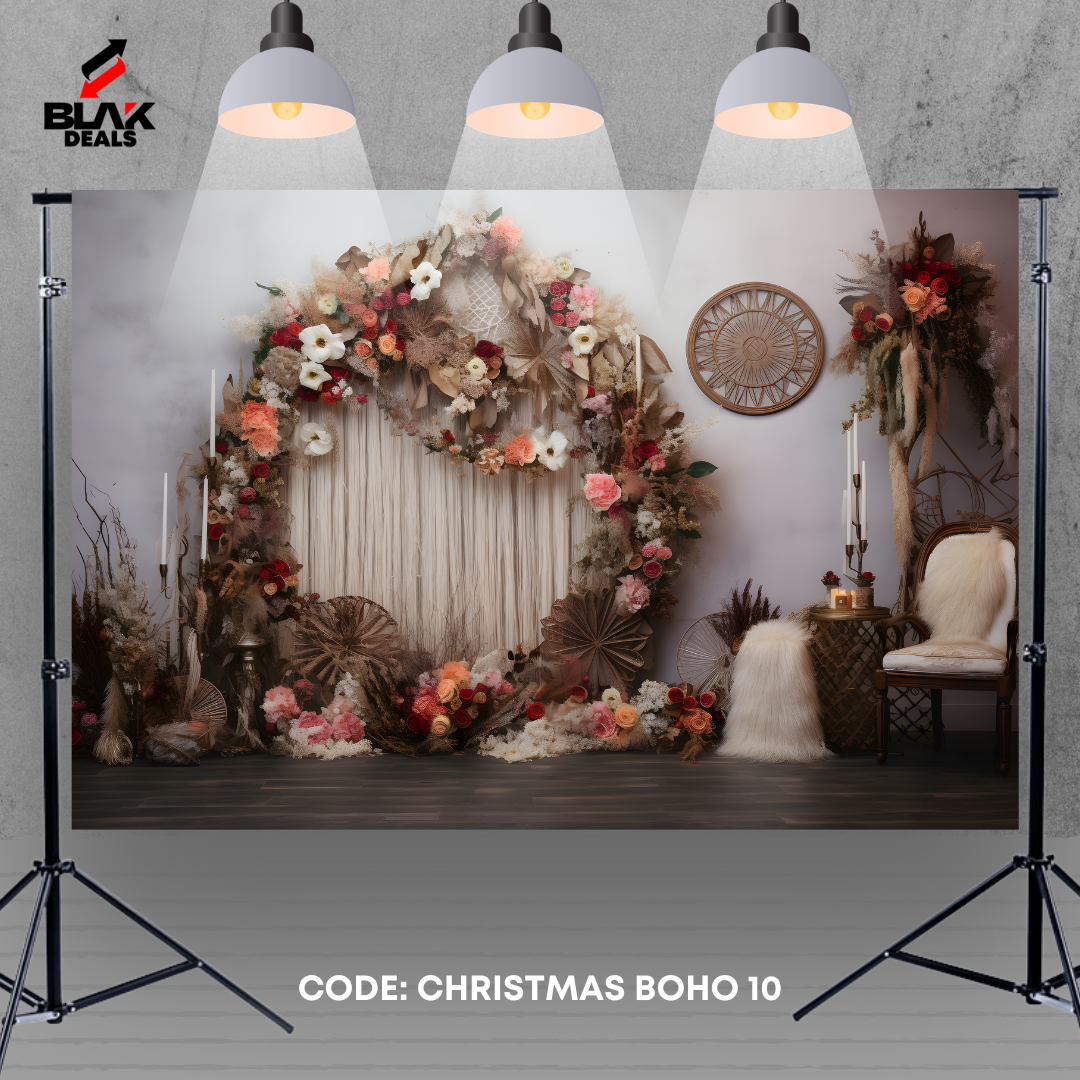 Boho Christmas Family Couple Photography Backdrop Photoshoot | BLAK Deals