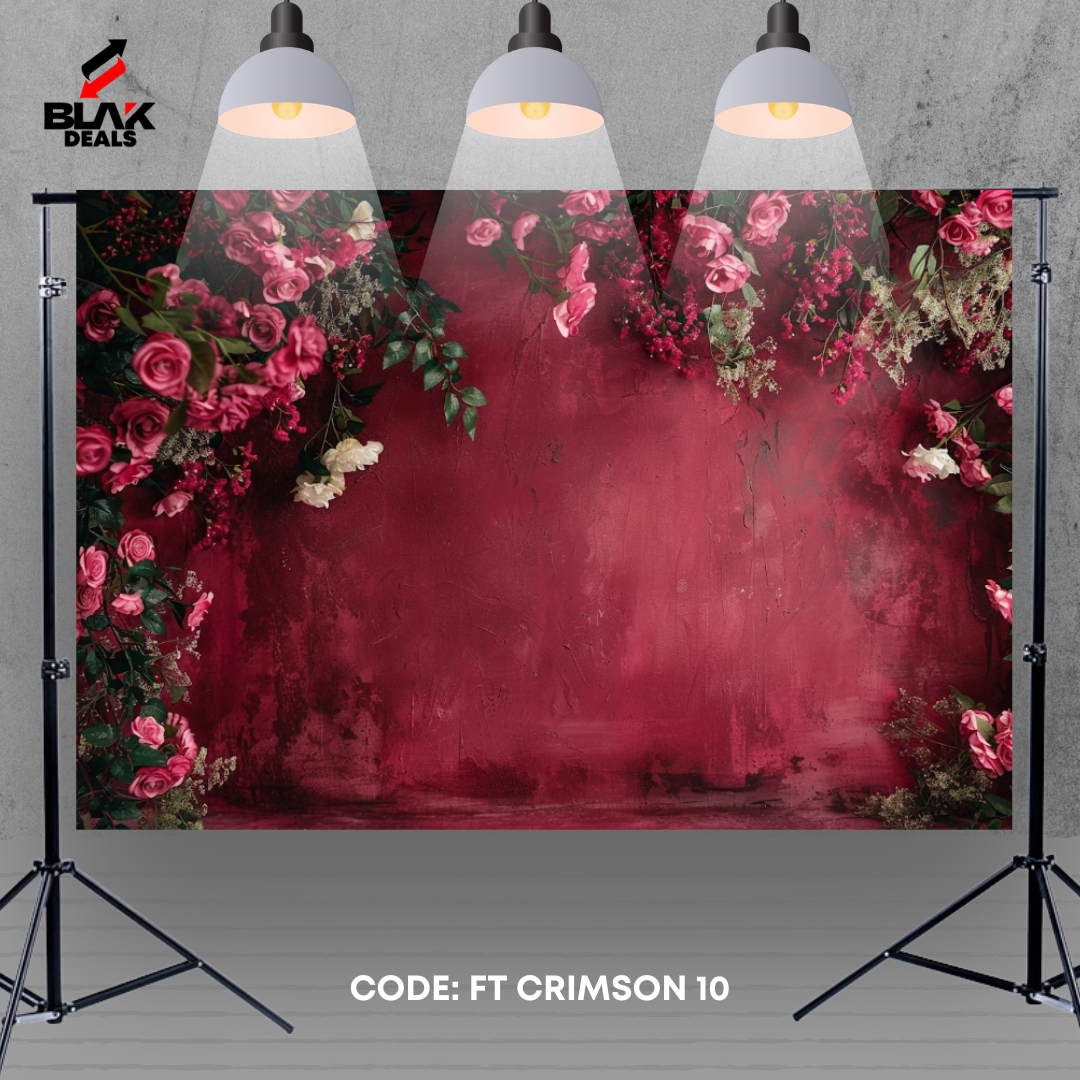 Crimson Textured Floral Family Maternity Couple Photography Backdrop Photoshoot | BLAK Deals