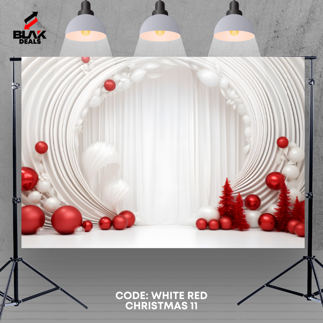 White Red Christmas Elegant Family Couple Photography Backdrop Photoshoot | BLAK Deals