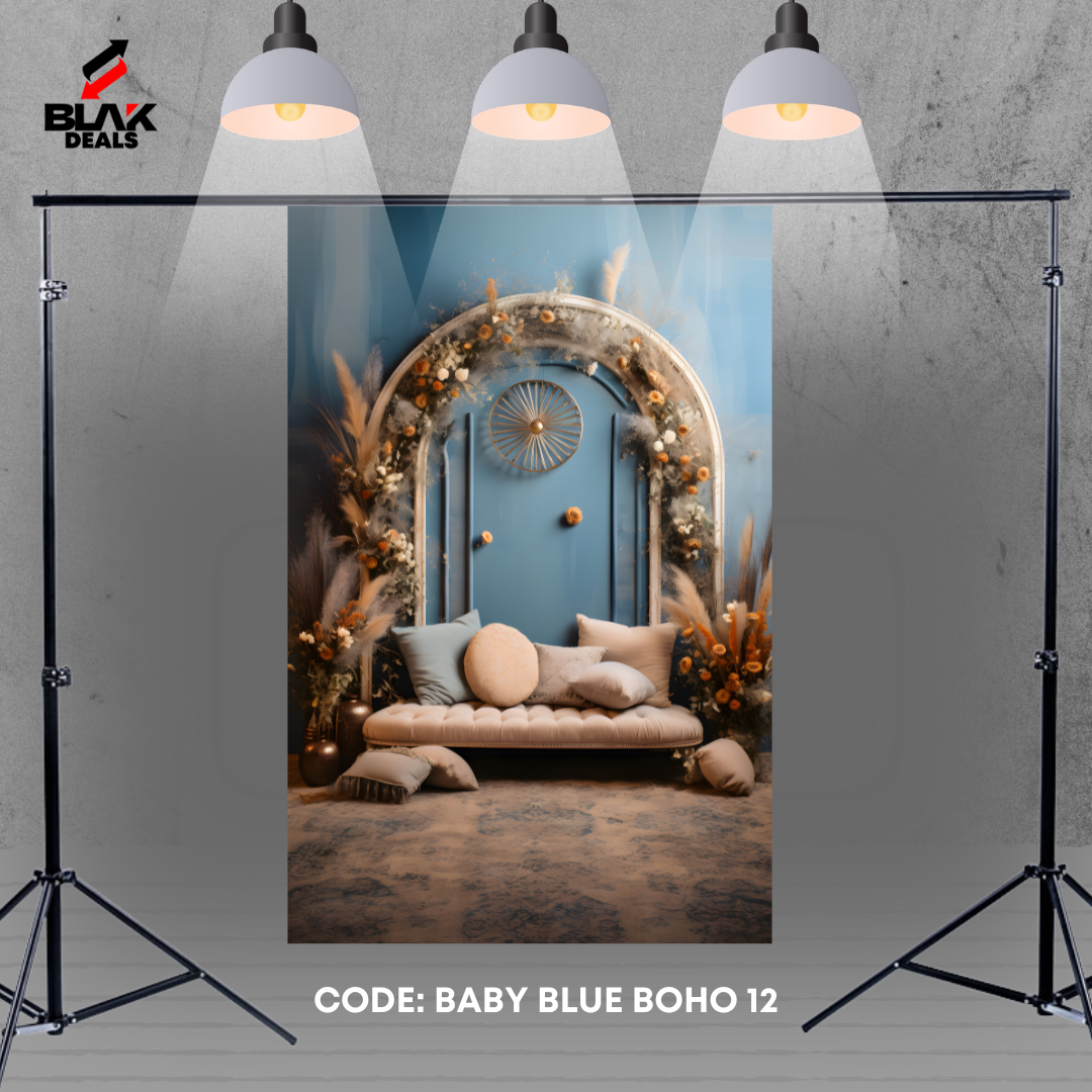 Boho Room Family Maternity Couple Baby Blue  Photography Backdrop Photoshoot | BLAK Deals