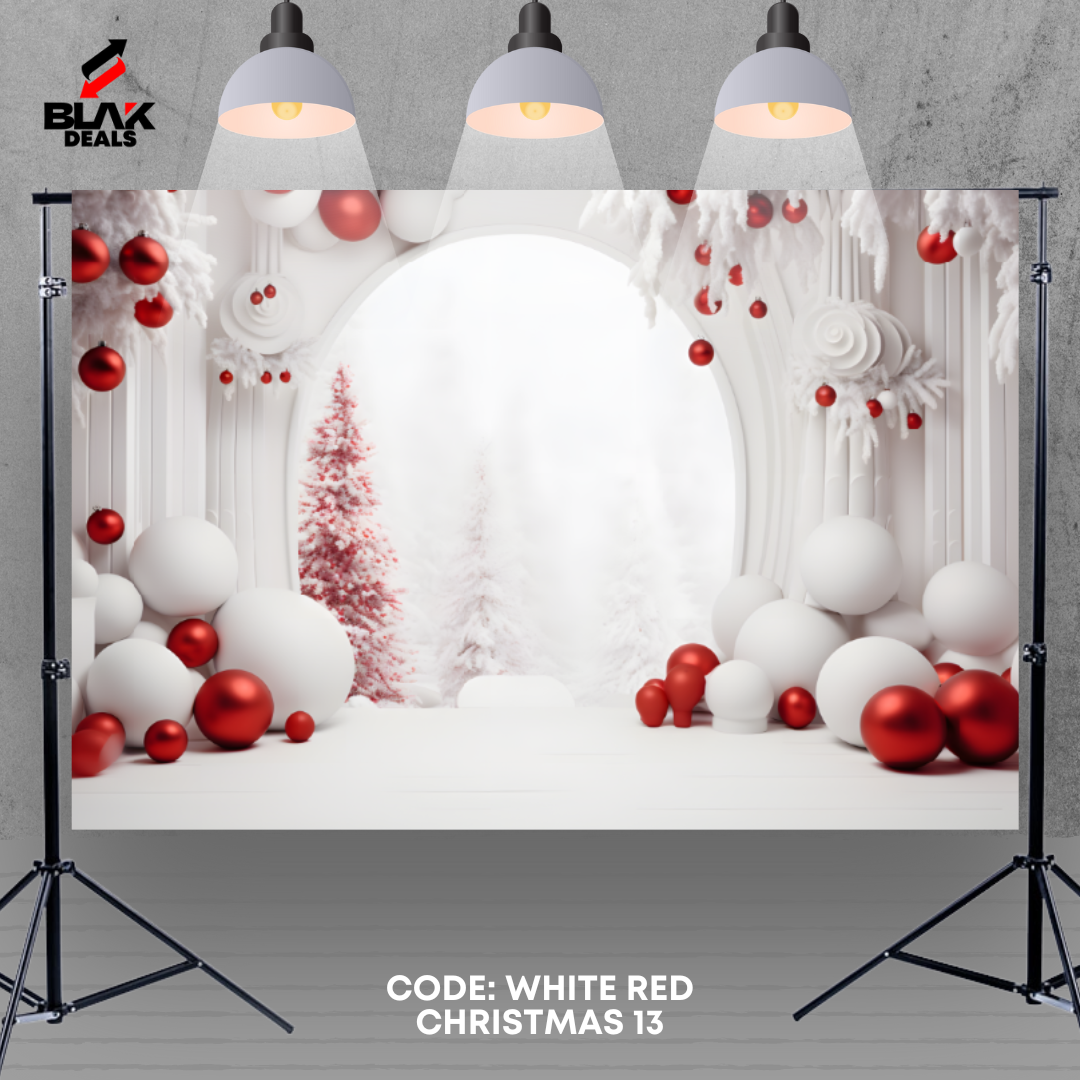 White Red Christmas Elegant Family Couple Photography Backdrop Photoshoot | BLAK Deals