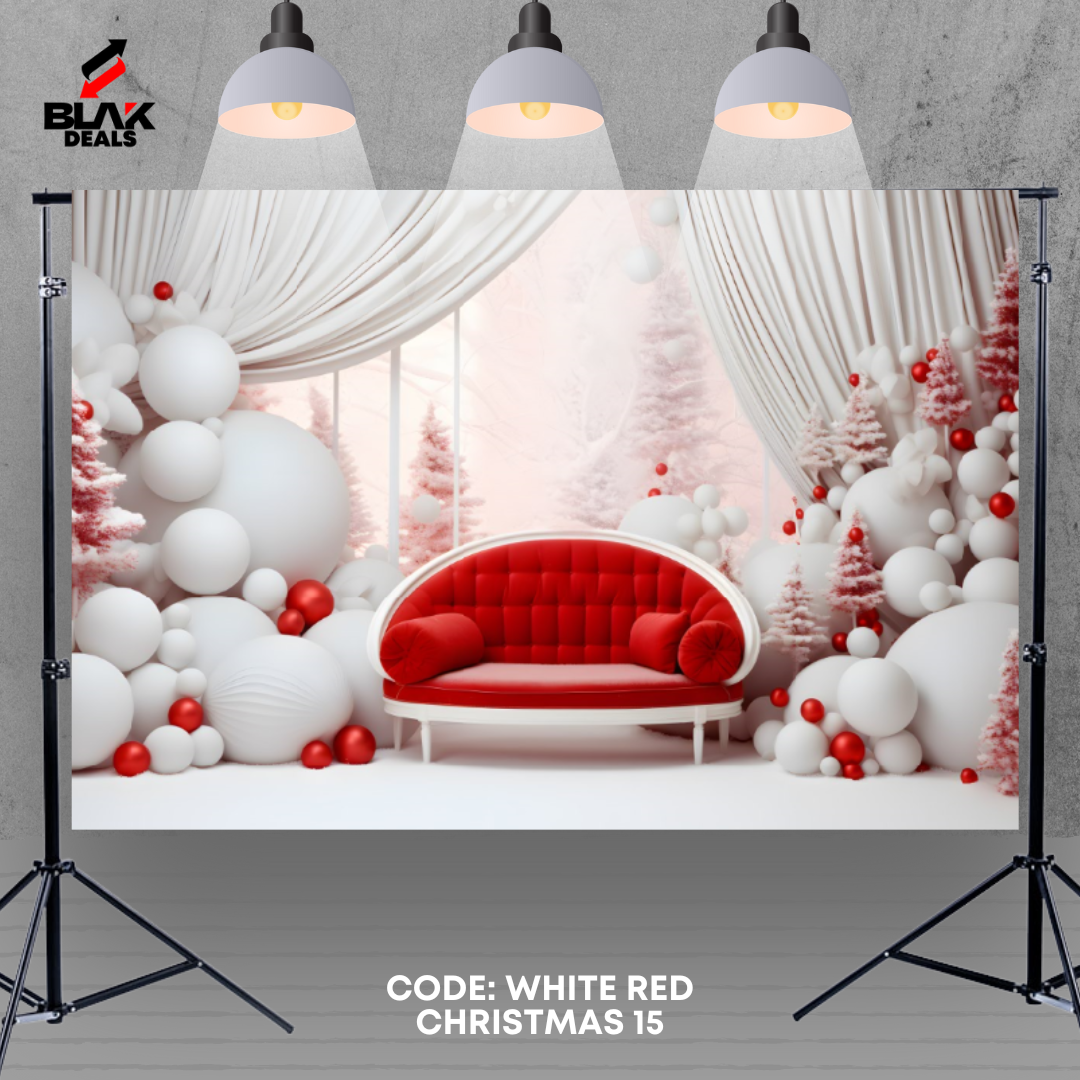 White Red Christmas Elegant Family Couple Photography Backdrop Photoshoot | BLAK Deals