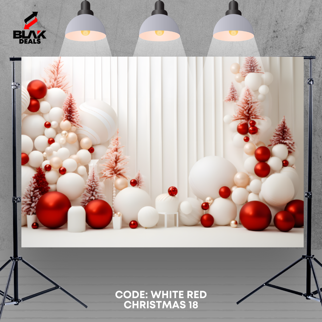 White Red Christmas Elegant Family Couple Photography Backdrop Photoshoot | BLAK Deals