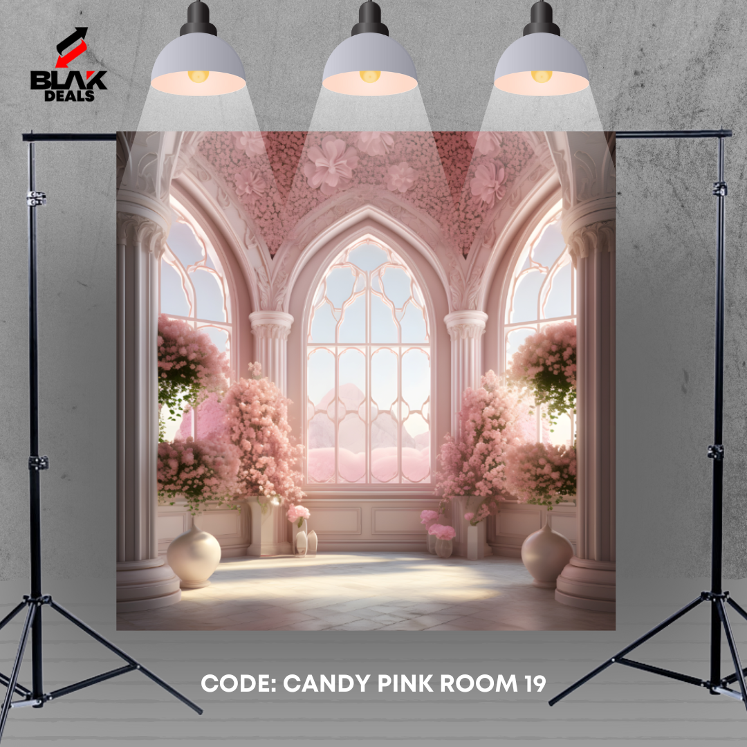 Candy Pink Floral Room Marble Family Maternity Couple Photography Backdrop Photoshoot | BLAK Deals