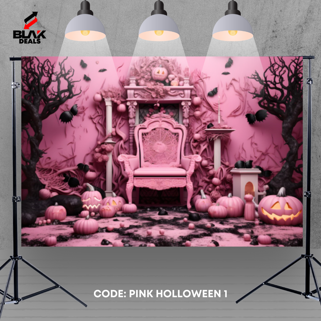 Pink Halloween Photography Backdrop Photoshoot | BLAK Deals