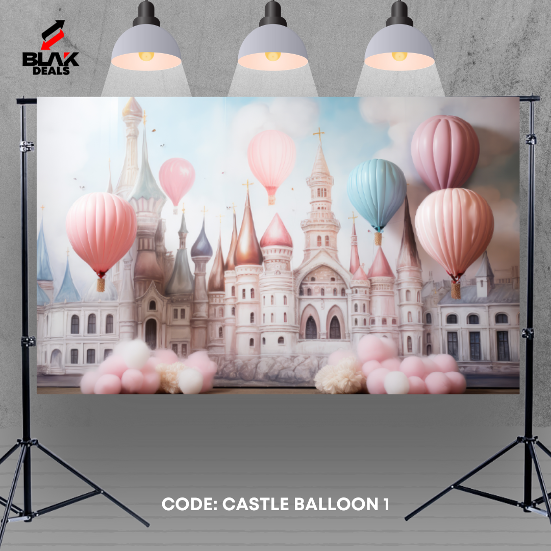 Castle Balloon Birthday Kids Newborn Toddler Photography Backdrop Photoshoot | BLAK Deals