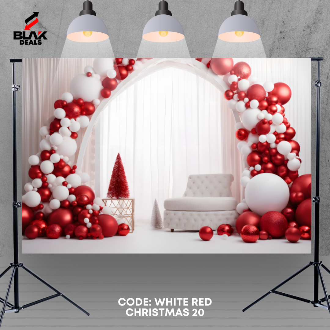 White Red Christmas Elegant Family Couple Photography Backdrop Photoshoot | BLAK Deals