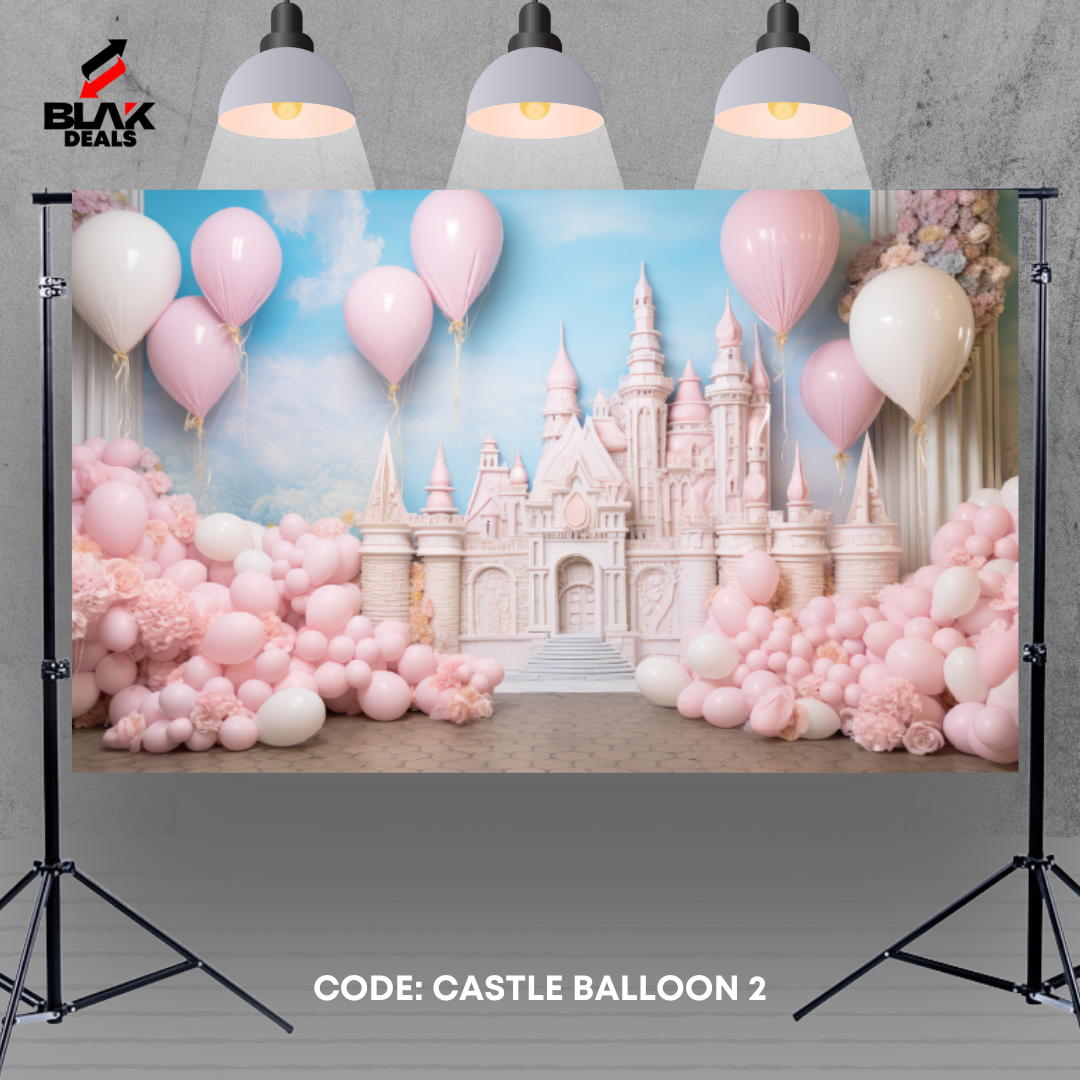 Castle Balloon Birthday Kids Newborn Toddler Photography Backdrop Photoshoot | BLAK Deals