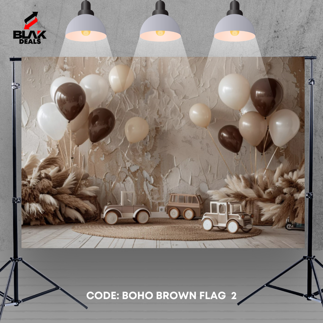 Boho Brown Neutrals Balloons Kids Newborn Toddler Photography Backdrop Photoshoot | BLAK Deals