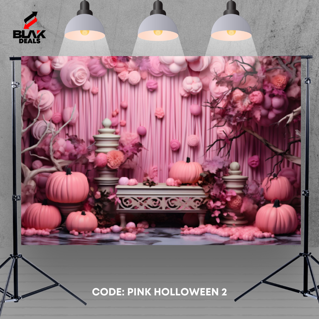 Pink Halloween Photography Backdrop Photoshoot | BLAK Deals