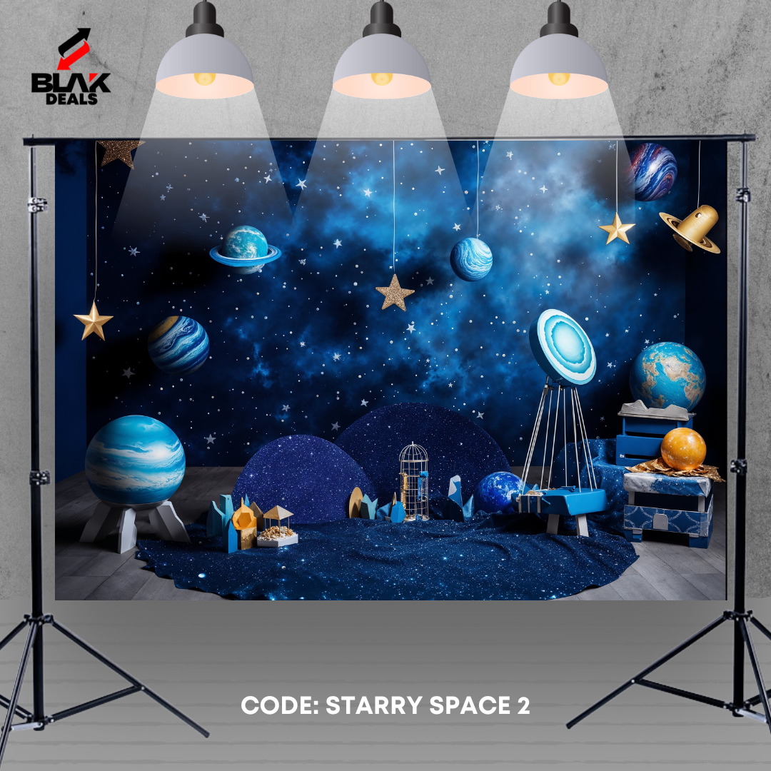 Astronaut Space Stars Rocket Kids Newborn Toddler Photography Backdrop Photoshoot | BLAK Deals