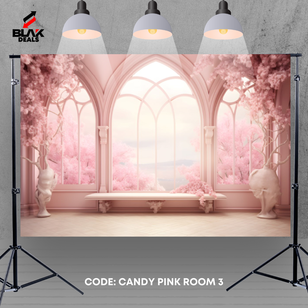 Candy Pink Floral Room Marble Family Maternity Couple Photography Backdrop Photoshoot | BLAK Deals