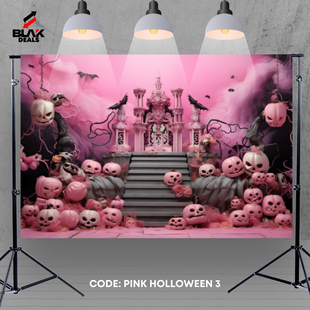 Pink Halloween Photography Backdrop Photoshoot | BLAK Deals