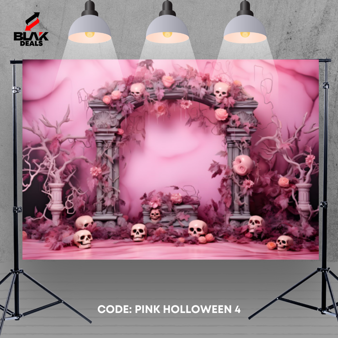 Pink Halloween Photography Backdrop Photoshoot | BLAK Deals