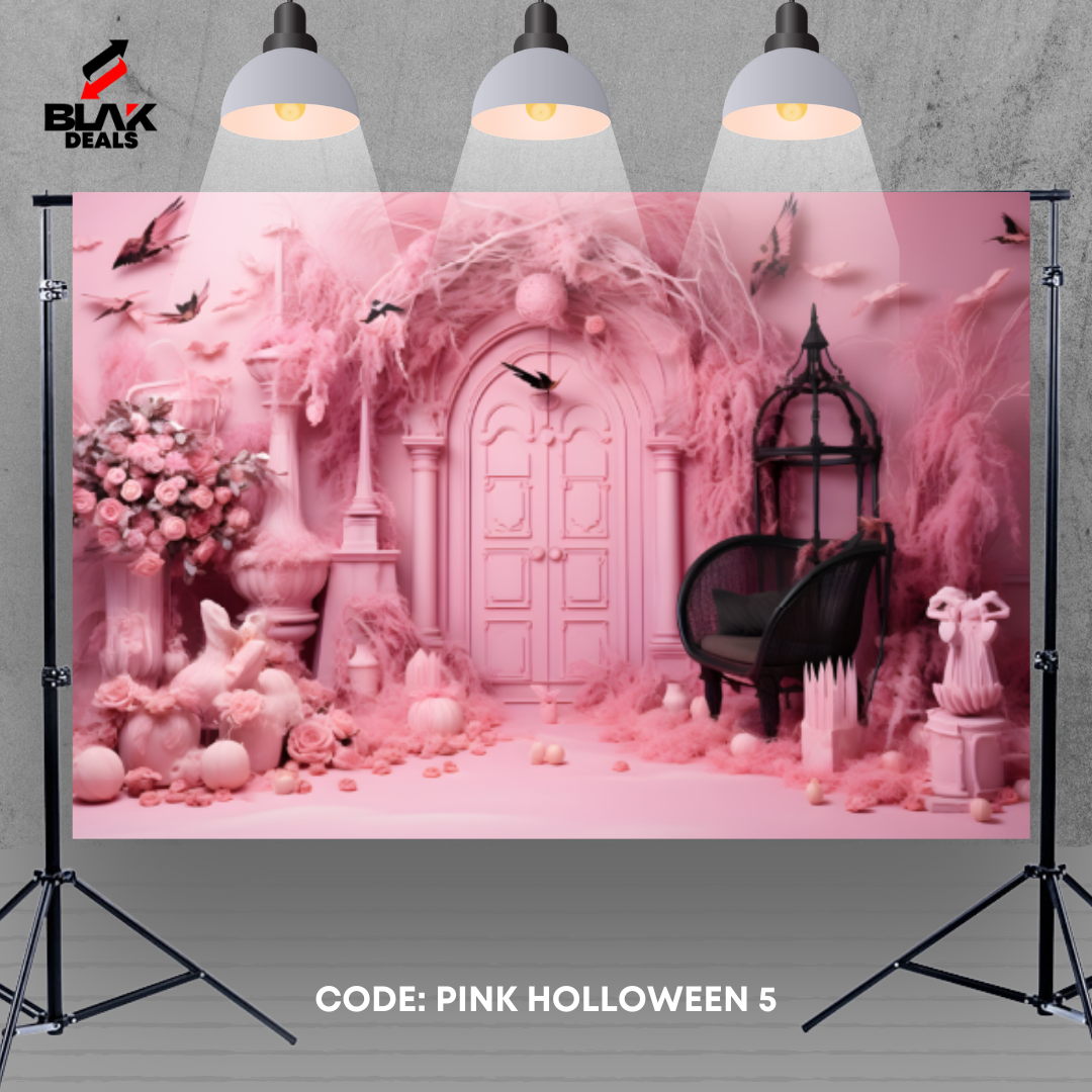 Pink Halloween Photography Backdrop Photoshoot | BLAK Deals