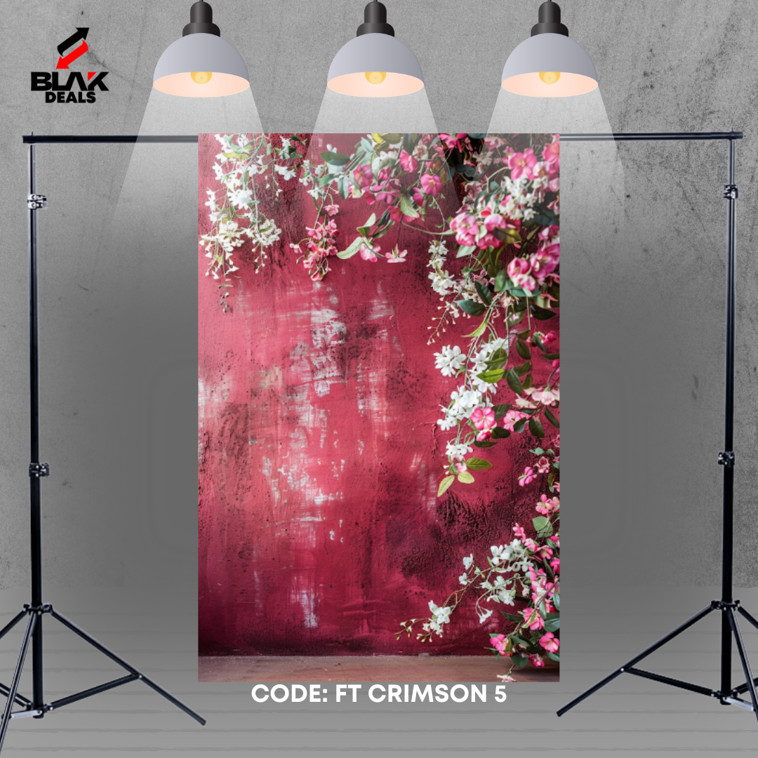 Crimson Textured Floral Family Maternity Couple Photography Backdrop Photoshoot | BLAK Deals