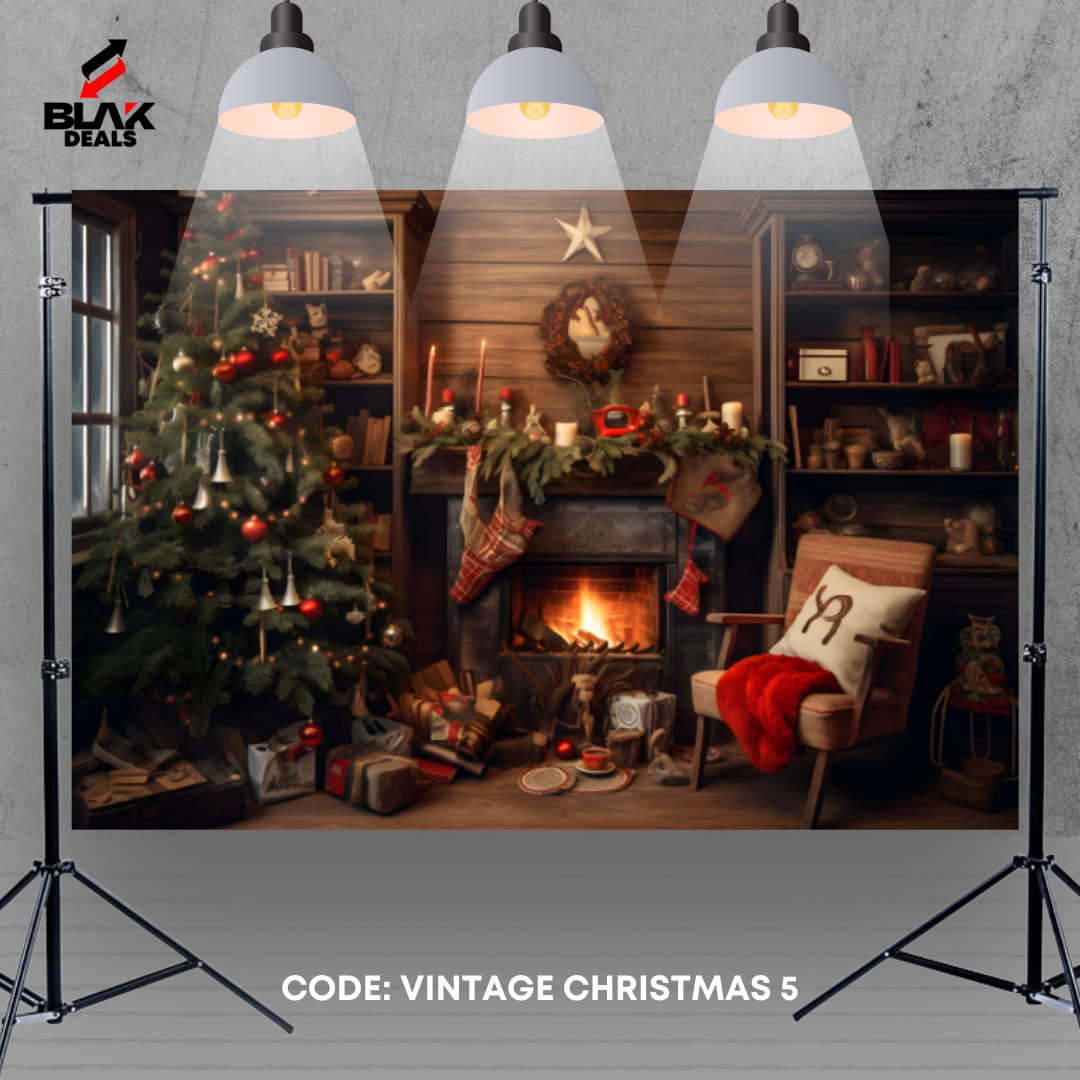 Vintage Christmas Cars Truck Family Couple Photography Backdrop Photoshoot | BLAK Deals