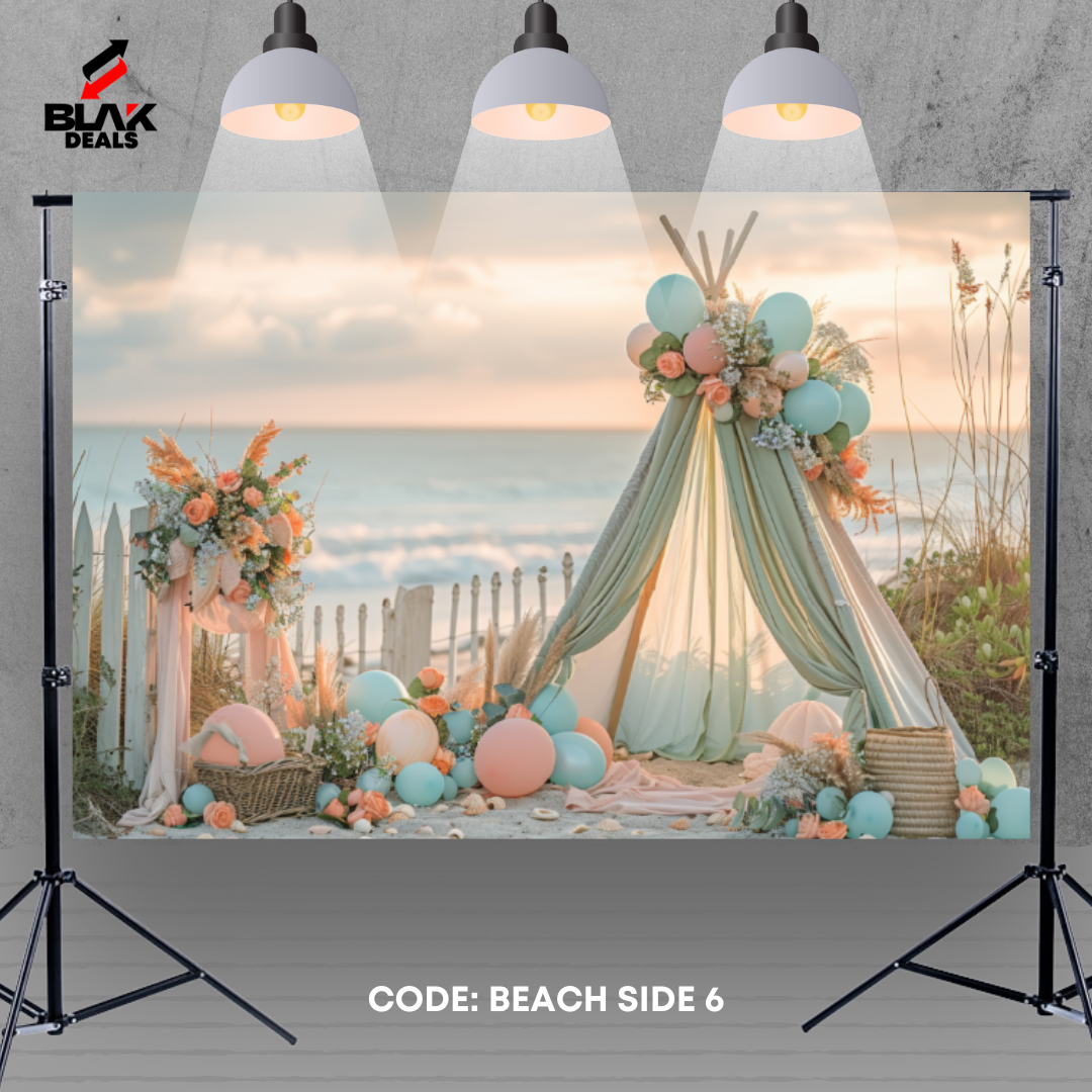 Seaside Boho Balloon Family Maternity Couple Summer Photography Backdrop Photoshoot | BLAK Deals