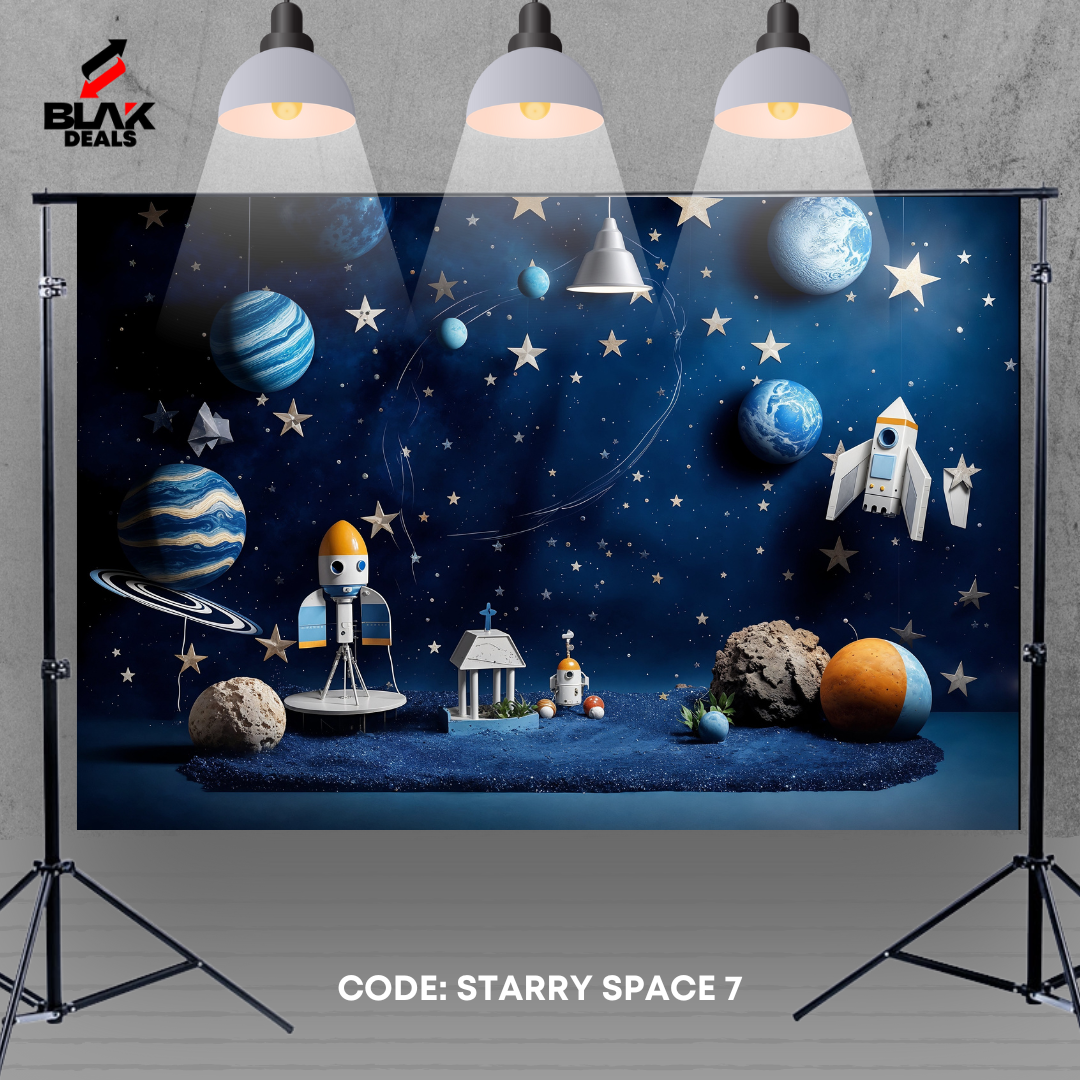 Astronaut Space Stars Rocket Kids Newborn Toddler Photography Backdrop Photoshoot | BLAK Deals