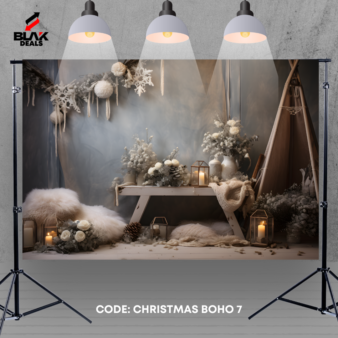 Boho Christmas Family Couple Photography Backdrop Photoshoot | BLAK Deals