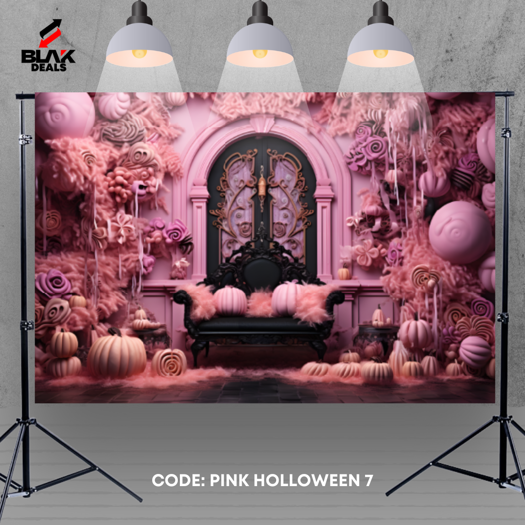 Pink Halloween Photography Backdrop Photoshoot | BLAK Deals