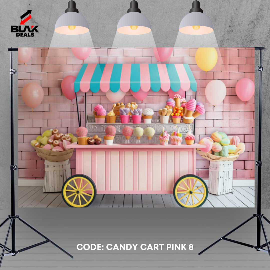 Candy Cart Pink Kids Newborn Toddler Brown Orange Nude Photography Backdrop Photoshoot | BLAK Deals