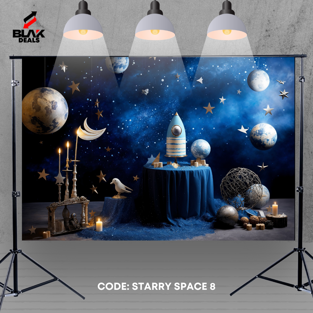 Astronaut Space Stars Rocket Kids Newborn Toddler Photography Backdrop Photoshoot | BLAK Deals