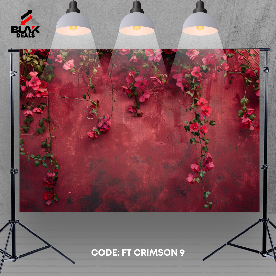 Crimson Textured Floral Family Maternity Couple Photography Backdrop Photoshoot | BLAK Deals